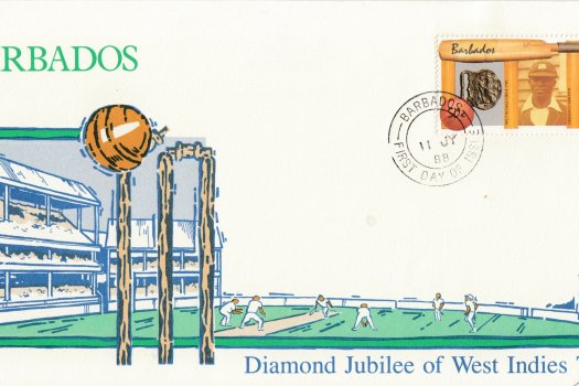 Barbados Cricketers FDC 1988 - 50c value only issued 11th July 1988