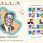 Barbados 1982 | President Reagan's Visit to Barbados Souvenir Sheet FDC (55c value)