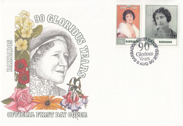 Barbados 1990 | 90th Birthday of Queen Elizabeth the Queen Mother FDC