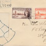 Barbados Victory 1946 FDC – on plain cover with hand drawn map of Barbados parishes