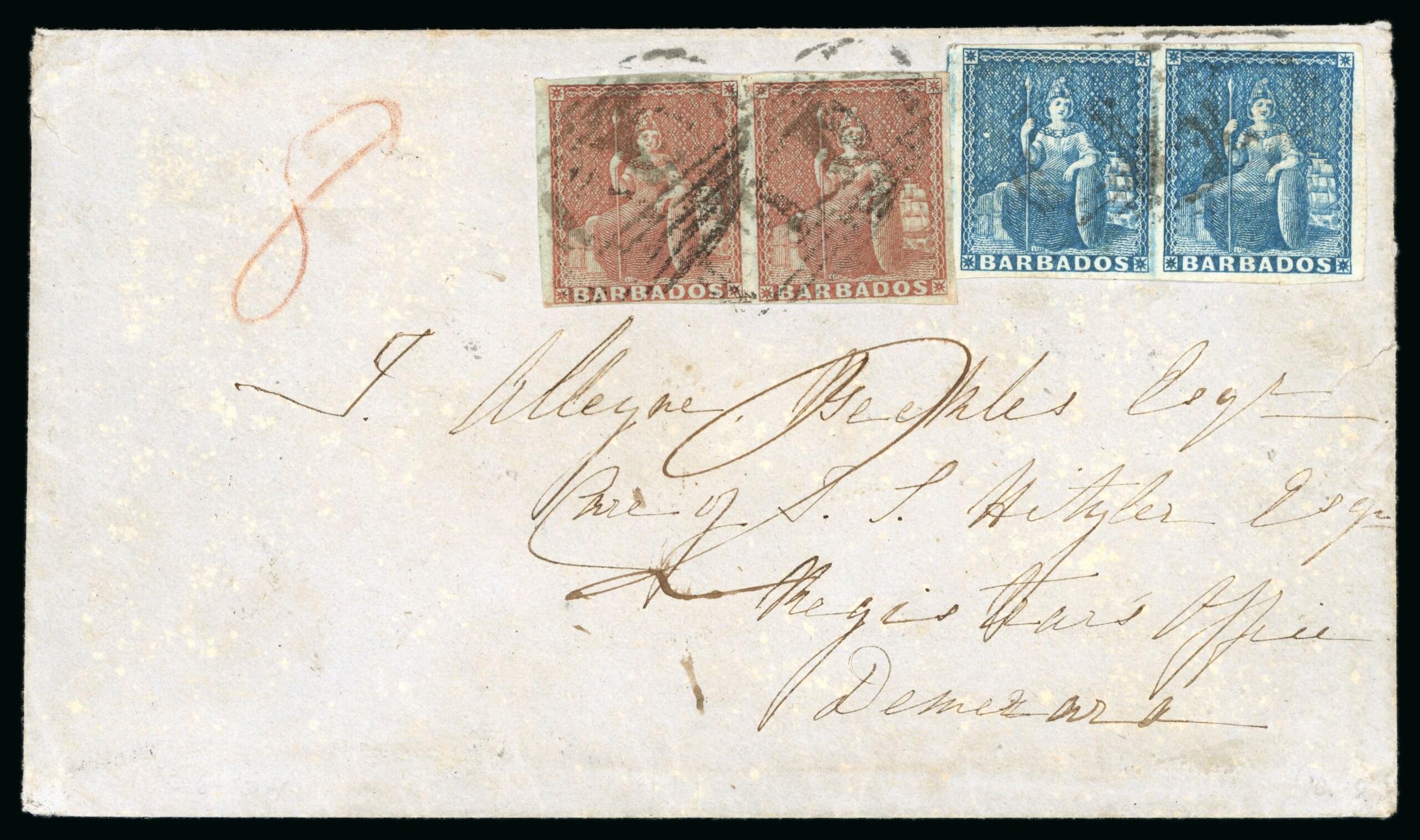 Lot 40558 - 1860 (Jun 19) envelope from Bridgetown to British Guiana
