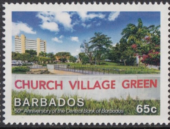 50th Anniversary of the Central Bank in Barbados - 65c Church Village Green