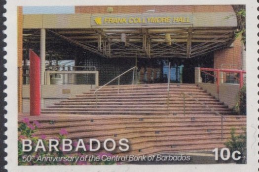 50th Anniversary of the Central Bank in Barbados - 10c Frank Collymore Hall
