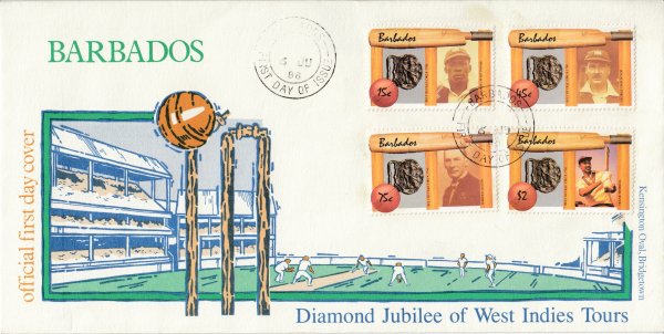 Barbados 1988 | Diamond Jubilee of West Indies Tours FDC