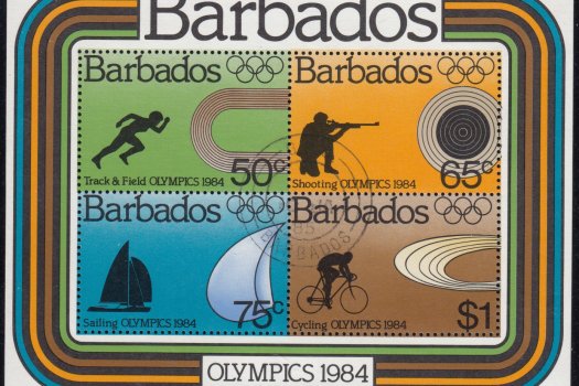 Barbados MS749 | Olympic Games Los Angeles 1984 Souvenir Sheet (Used)