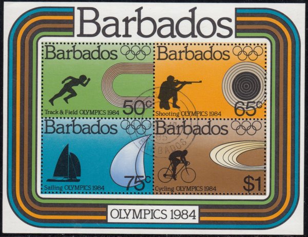 Barbados MS749 | Olympic Games Los Angeles 1984 Souvenir Sheet (Used)