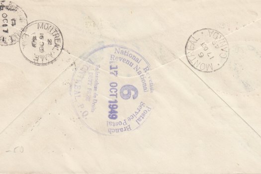 Barbados 1940 | Universal Postal Union (UPU) FDC to Montreal (rear)