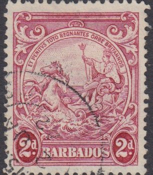 Barbados SG250ca | 2d Claret Extra Frame Line 1938-47 George VI Badge of the Colony