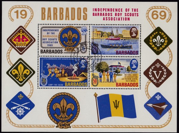 Barbados SGMS397 | Independence of the Barbados Boy Scouts Association Souvenir Sheet (used)