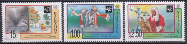 Barbados SG1122-1124 | 50th Anniversary of Organization of American States