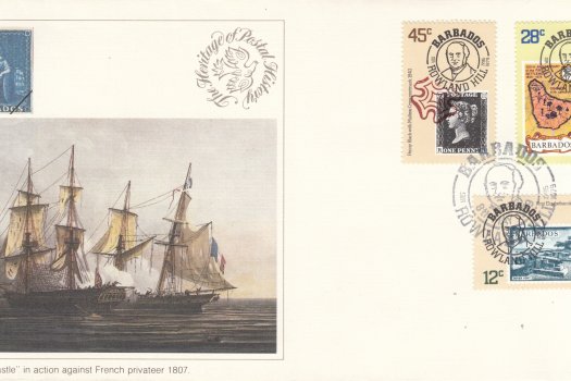 Barbados 1979 Sir Rowland Hill FDC - The Heritage of Postal History illustrated cover
