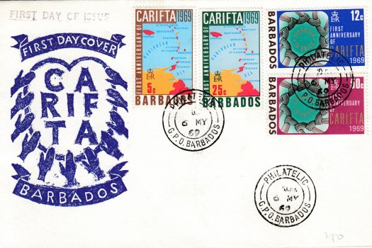 Barbados 1969 CARFITA Hands FDC