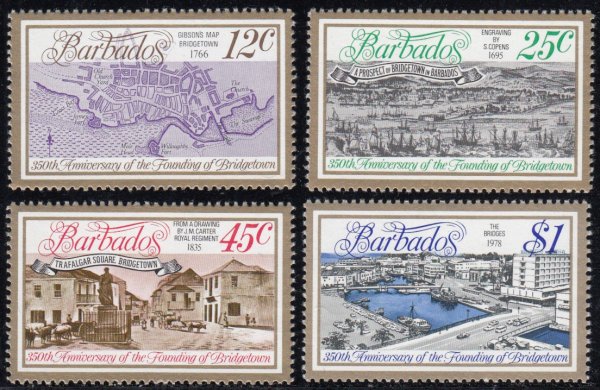 Barbados SG593-596 | 350th Anniversary of the Founding of Bridgetown