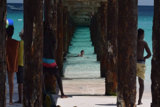 Under the jetty at Carlisle Bay, Barbados