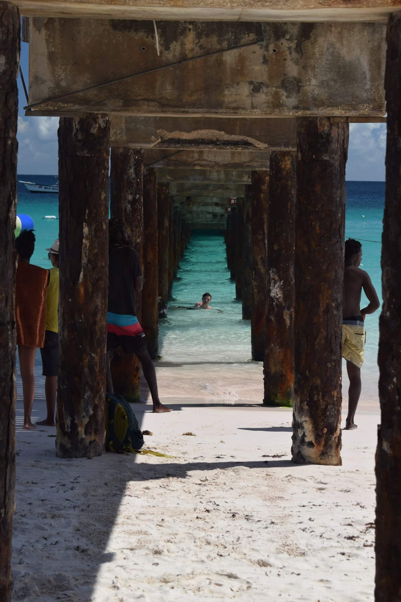 Under the jetty at Carlisle Bay, Barbados