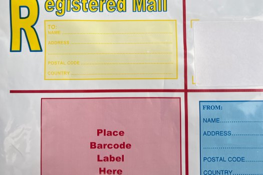 Type 3 Barbados registered envelope close up