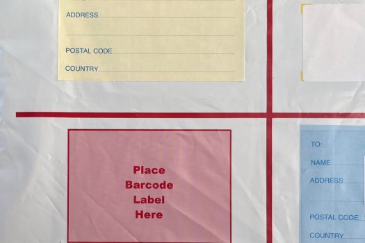 A4 Barbados registered envelope close up