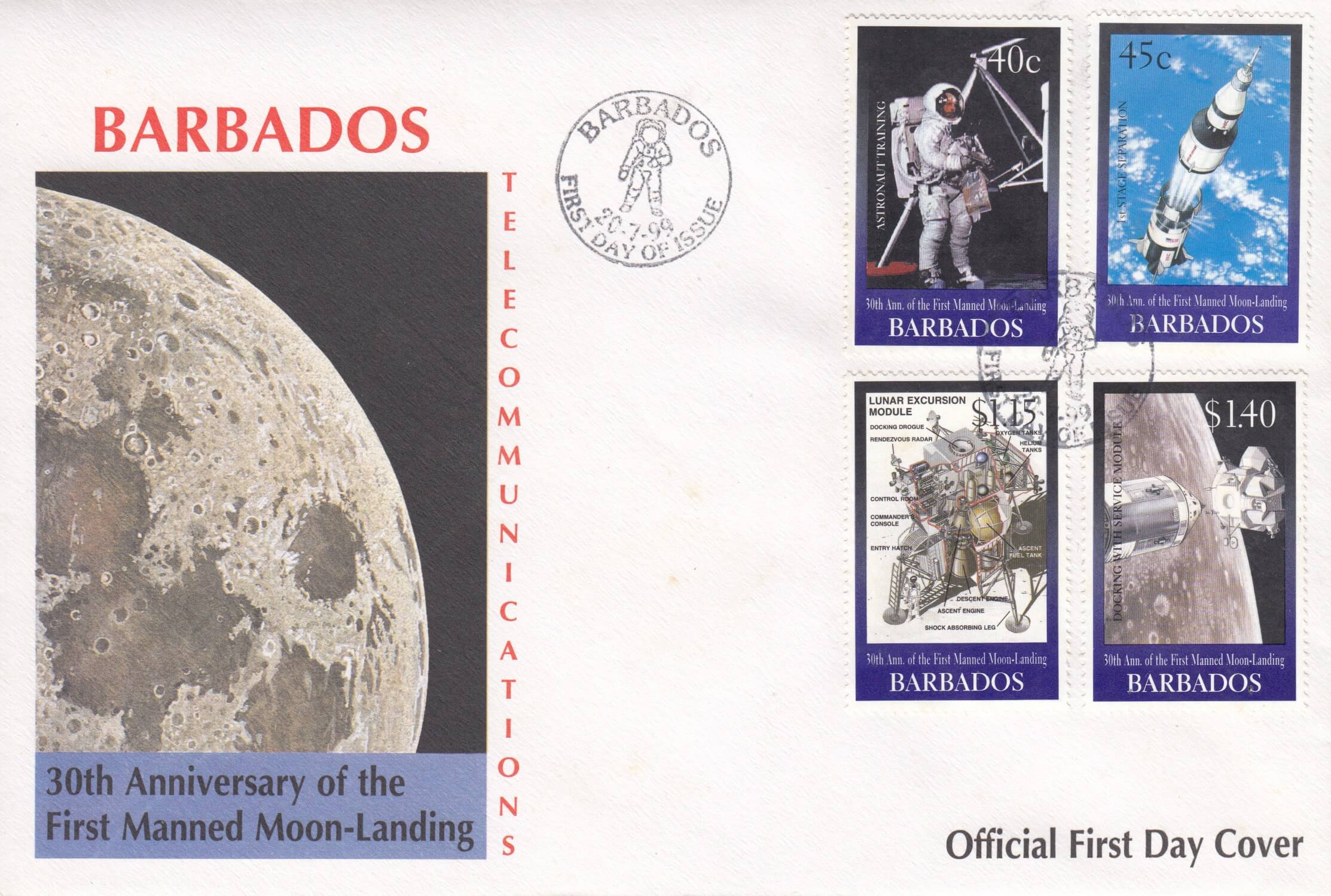 Barbados 1999 30th Anniversary of the First Manned Moon Landing FDC