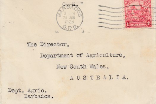 One penny rate cover from Barbados to Australia 1926