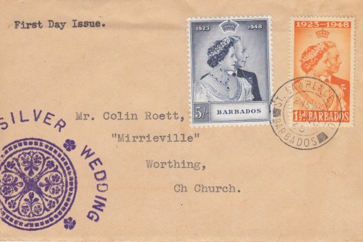 Royal Silver Wedding on plain cover, with private cachet, addressed locally with St Lawrence S.O. CDS