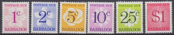 Barbados SGD14-19 | Postage Due 1974-85