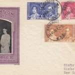 Coronation 1937 Barbados Registered FDC – on printed cover to Gimbels Stamp Club