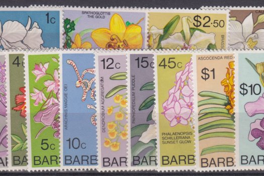 Barbados SG510-524 | Full Set - Orchids of Barbados Definitives (reprints) 1975-79