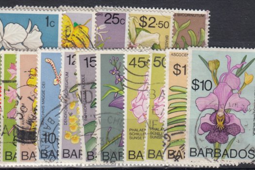 Barbados SG485-500 | Full Set - Orchids of Barbados Definitives 1974-77 (Used)