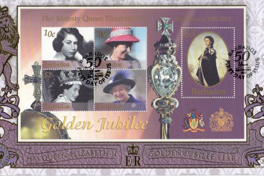 Barbados 2002 QEII Golden Jubilee Benham FDC
