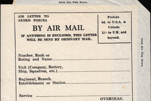 Barbados Armed Forces Air Mail Air Letter 1944 Black on white paper (not in H&G)