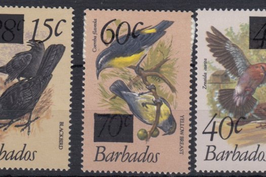Barbados SG682-684 | Birds of Barbados Definitives 1979-83 Surcharged values