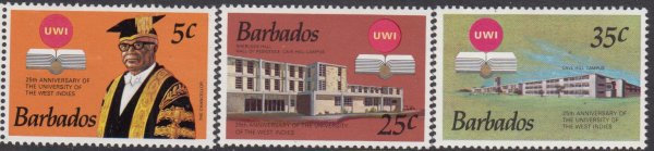 Barbados SG476-478 | 25th Anniversary of the University of West Indies