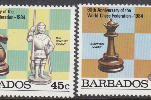 Barbados SG755-758 | 60th Anniversary of the World Chess Federation 1984