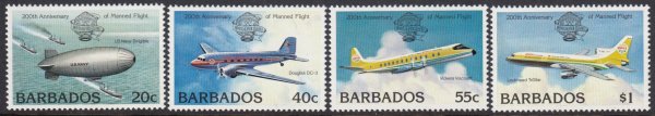 Barbados SG726-729 | Bicentenary of Manned Flight