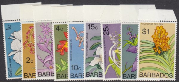 Barbados SG543-551 | Orchids of Barbados Definitives (reprints) 1976