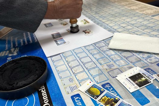 Cancelling stamps in the Barbados Philatelic bureau