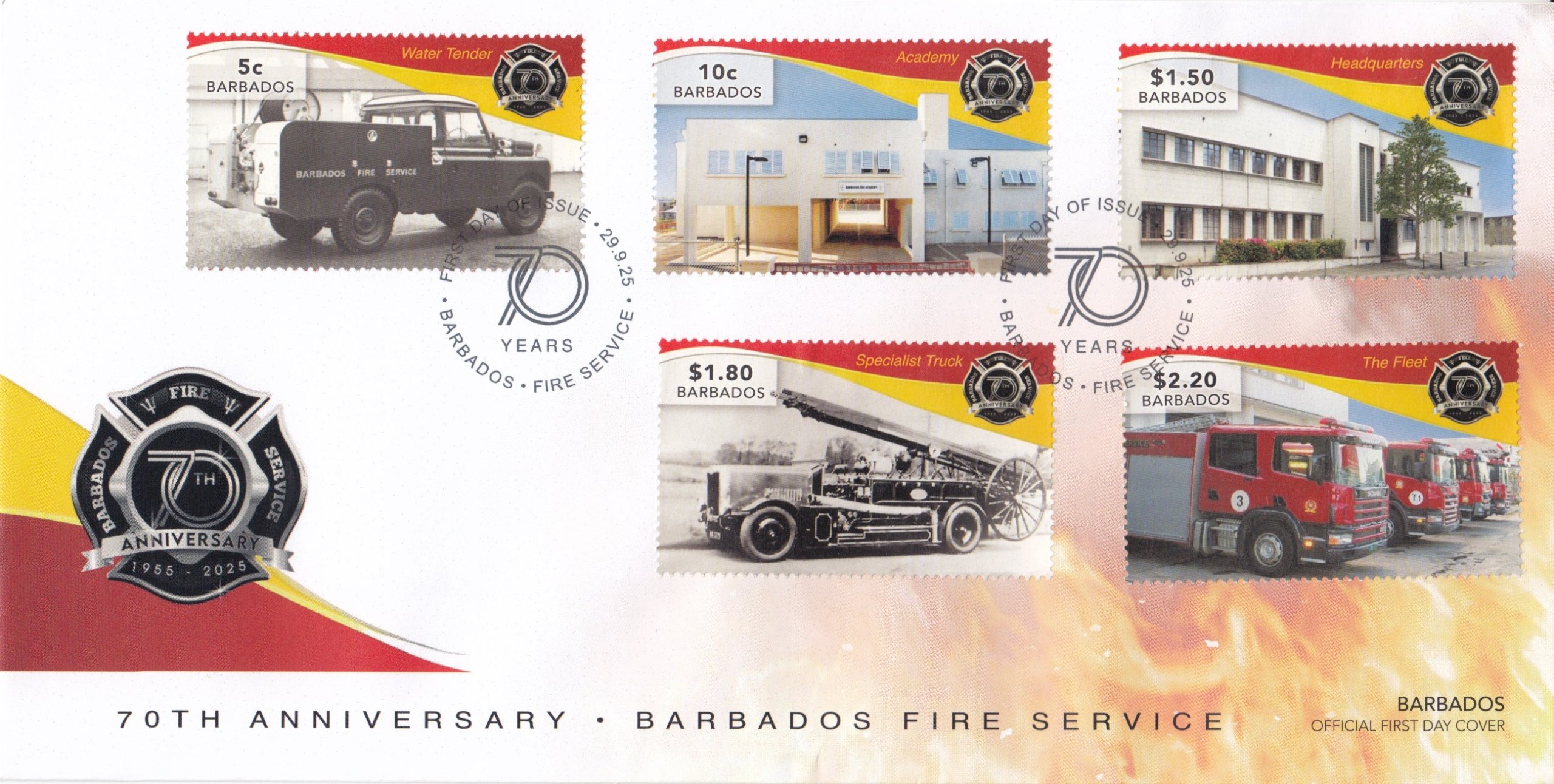 New 70th Anniversary of the Barbados Fire Service stamps issued