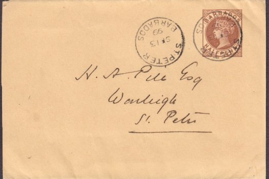 Barbados 1882 | Newspaper Wrapper ½d red-brown used with St Peter cancel HG1
