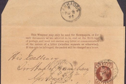 Barbados 1882 | Newspaper Wrapper ½d red-brown used St Joseph cancel HG1