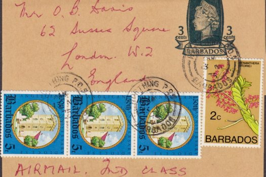 Barbados 1973 | Newspaper Wrapper 3c deep green used uprated