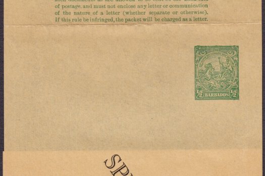 Barbados 1938 | Newspaper Wrapper ½d green (specimen)
