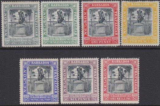 Barbados SG 145-151 | Nelson Centenary 1906