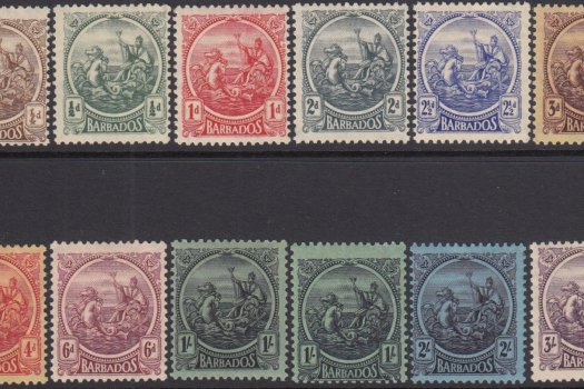 Barbados SG 213-218 | Small Seal set, both watermarks 1921-24