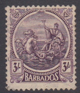 Barbados SG228 | Small Seal 3/- deep violet (used)