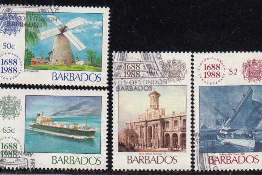 Barbados SG868-871 | 300th Anniversary of Lloyds of London (Used)