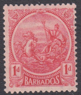 Barbados SG220b | Small Seal 1921-24 Wmk Multi Script CA Bright Rose Carmine