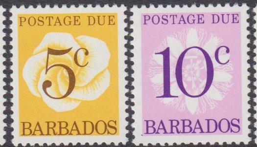 Barbados SGD14a-18a & D19 | Postage Due 1974-85 p15x14
