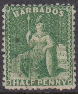 Barbados SG67 | ½d Bright Green (Used)