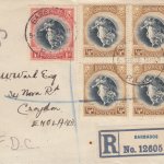Barbados Victory 1920 FDC on plain registered cover with two low values