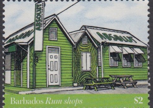 Barbados Rum Shops $2.00 stamp - The Watering Hole aka "The Absolut Watering Hole", Highway 7, Christ Church